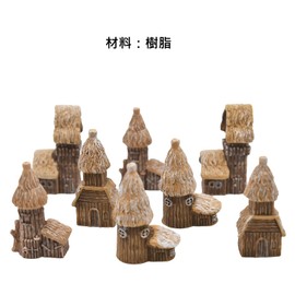 8 Pcs Mini Fairy Cottage Small Country House Mini House Figurine Mini Figure Micro Landscape Resin Fairy House Set Miniature Thatched Wooden House Figurine Mini Resin Fairy Garden Village Cottage Shed