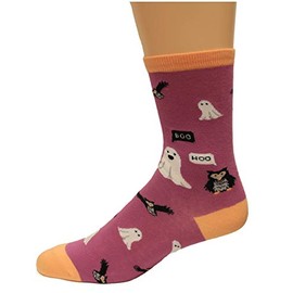 K. Bell Women's Boo Hoo Crew Socks, Purple, Shoe Size: 4-10