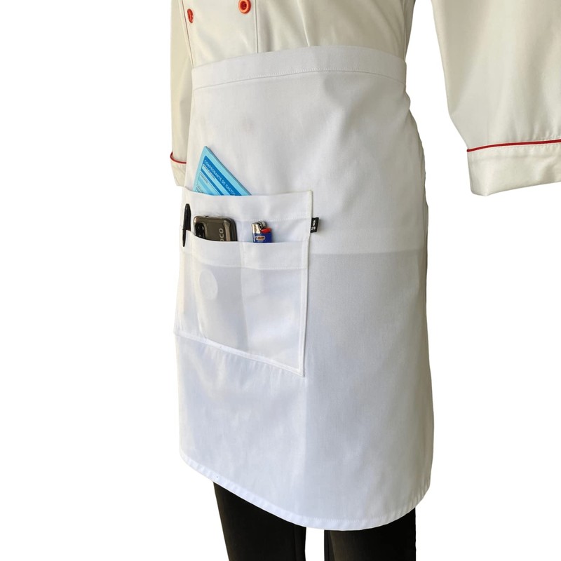 Zittro Medio Mandil/Delantal Chef (Blanco, Mediano)