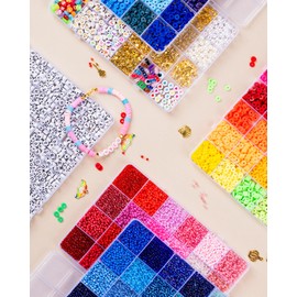 Goldwise Friendship Bracelet Kit 6 Boxes, Bracelet Making Kits with 48 Colors Clay Beads, 48 Colors Glass Seed Beads and 4 Styles Letter Beads (A-Z) with Charms for Bracelet Making Gift