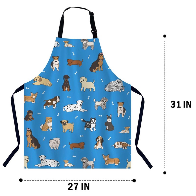 BGBDEIA Cartoon Doodle Puppy Dog Kitchen Apron for Women Men,