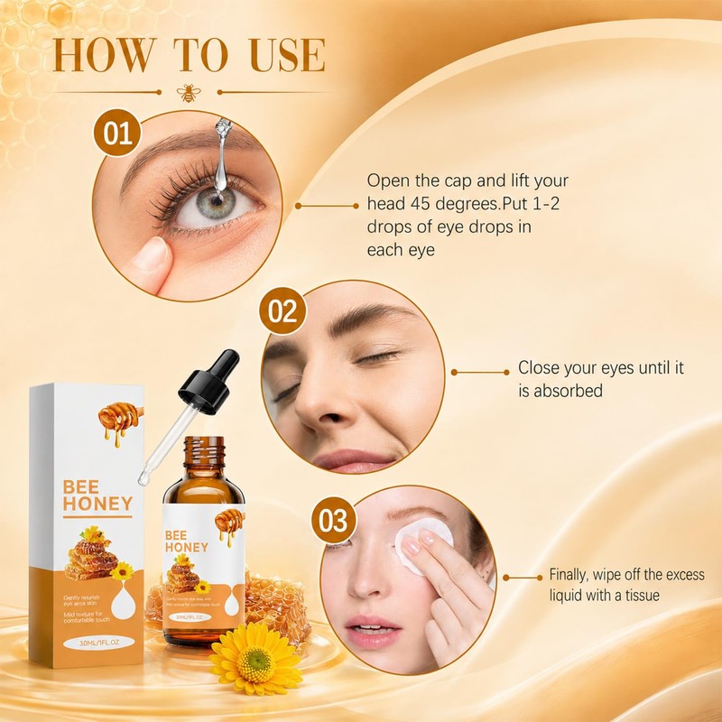2Pcs Honey Under Eye Serum, Hydrating Eye Essence with Honey