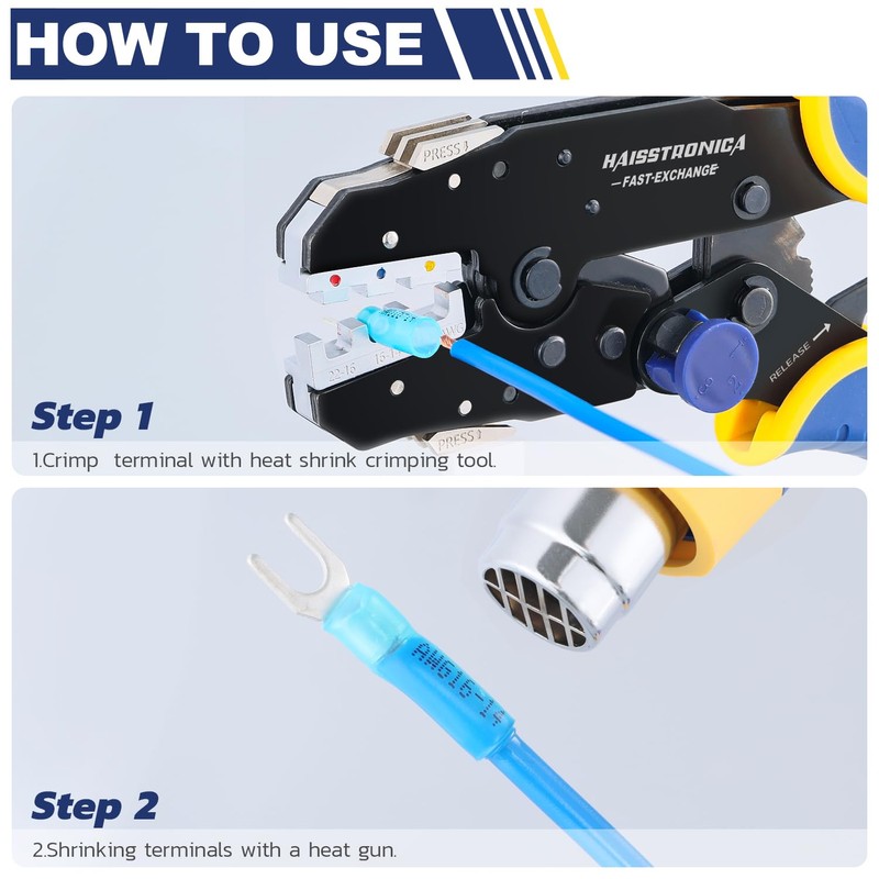 Haisstronica 330PCS Heat Shrink Fork Connectors #10 Waterproof Marine Grade