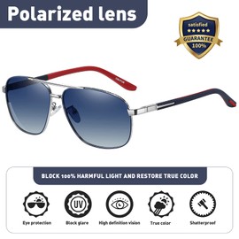 KIOYTLIK Trendy Polarized Aviator Sunglasses for Men Classic Square Sunglasses, UV400 Protection Mirror Lens, Fashion Vintage