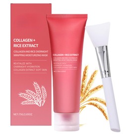 Rice Collagen Peel off Face Mask - Collagen Night Wrapping Mask - Hydrating & Brightening Facial Mask for Glowing Skin, Lightweight Moisturising Care for Smooth & Radiant Complexion