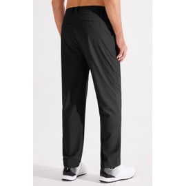 Libin Mens Golf Dress Pants Stretch Work Slacks 29" Lightweight Business Casual Pants for Men Classic Fit Lounge Trousers Comfy with Pockets, Black, 42W x 29L