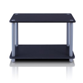 Furinno Turn-N 2-Tier No Tools Tube Shelf/End Table, Single, Black/Grey