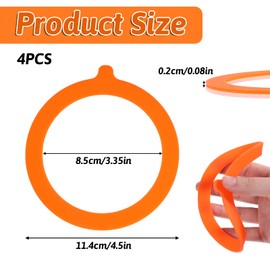 4 Pcs Rubber Seals for Glass Jars, Silicone Replacement Gasket, 4.5" Silicone Sealing Ring, Airtight Rubber Seals Rings for Mason Jar Lids (Orange)
