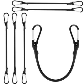 Bungee Cords, Pack of 6 Heavy Duty Bungee Cords with Hooks - Superior Rubber Elastic Straps for Camping, RV, Cargo, Bike & Luggage, Strong Tie Down Ropes for Outdoor Tent, 30 cm Cord (Black)