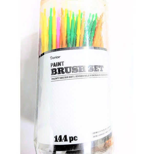 Darice Cannister D880018 Kids Brushes 144-Piece Canister, 1-Pack, None