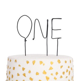 Alambre moderno para decoración de pasteles negros, una decoración para tartas con primer cumpleaños, primer cumpleaños para decoración de fiestas, un toque de tarta, accesorios de fotos para baby showers (negro una decoración para tarta)