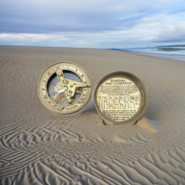 MADSNIIB Brass Sundial Compass, Handcrafted Vintage Sundial Compass, Antique Steampunk Accessory for Touring, Hiking, Camping,Gift Idea for Loved Ones (Happy Anniversary Sundial)