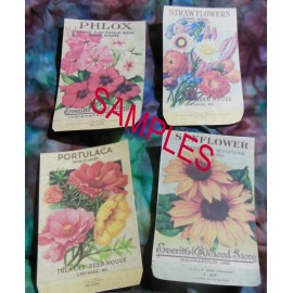 Set of 16 LARGE Vintage Flower Seed Pack Images-1900 to 1940 with craft template