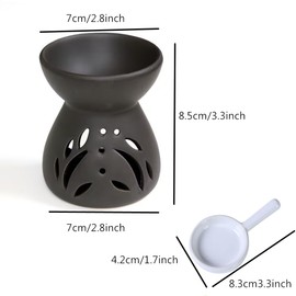 Beetoo Essential Oil Burner, Wax Burner Ceramic Oil Burners, Ceramic Tea Light Burner, Aromatherapy Oil Burner for Home Bedroom Decor Christmas Housewarming Gift(Black)