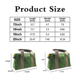 Kuskins Heavy Duty Tool Bag for Electricians – Wide Mouth Canvas Tote with Zipper Closure, Durable & Portable Carrier for Plumbing, Contractors, DIY (16 Inch)