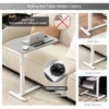 Over the Bed Table with Hidden Wheels,Height Adjustable Bedside Table