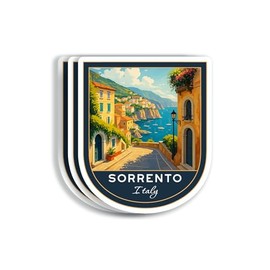 (3Pcs 3X3) Sorrento Italy Stickers - Italy Travel Sticker - Sorrento Travel Gift - Tourism Souvenir - Decals for Luggage - Suitcase - Scrapbook - Laptop - Water Bottle