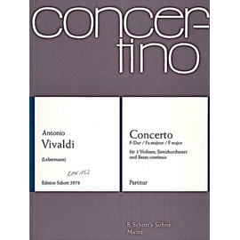 Concerto F Major: PV 278. 3 violins, string orchestra and basso continuo. Partition.