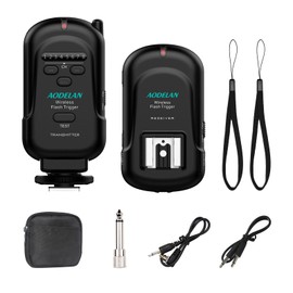 AODELAN Wireless Flash Trigger Transmitter and Receiver Set, Wireless Remote Speedlite Trigger with 3.5mm PC Receiver for Flash Units with Universal Hot Shoe for Canon, for Nikon,for Fuji,for Sony