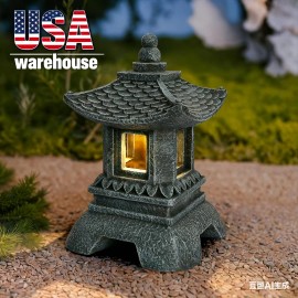 14 Inch Garden Statue, Zen Asian Outdoor Statue Accessory Japanese Pagoda, Garden Balcony Terrace Porch Courtyard DecorationColor: Gray, Size: One Size
