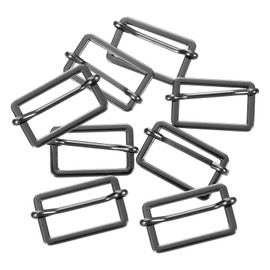 sourcing map Slide Buckle, 8Pcs 2" - Zinc Alloy Triglides Slider, Movable Rectangle Belt Keeper, for Bag Purse Making Replacement Strap Adjuster (Black)