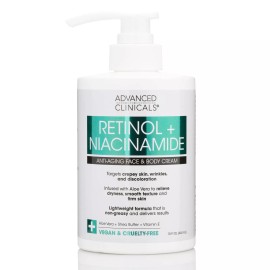 Advanced Clinicals Retinol Face and Body Cream Anti Aging Moisturizer with Vitamin E and Niacina...