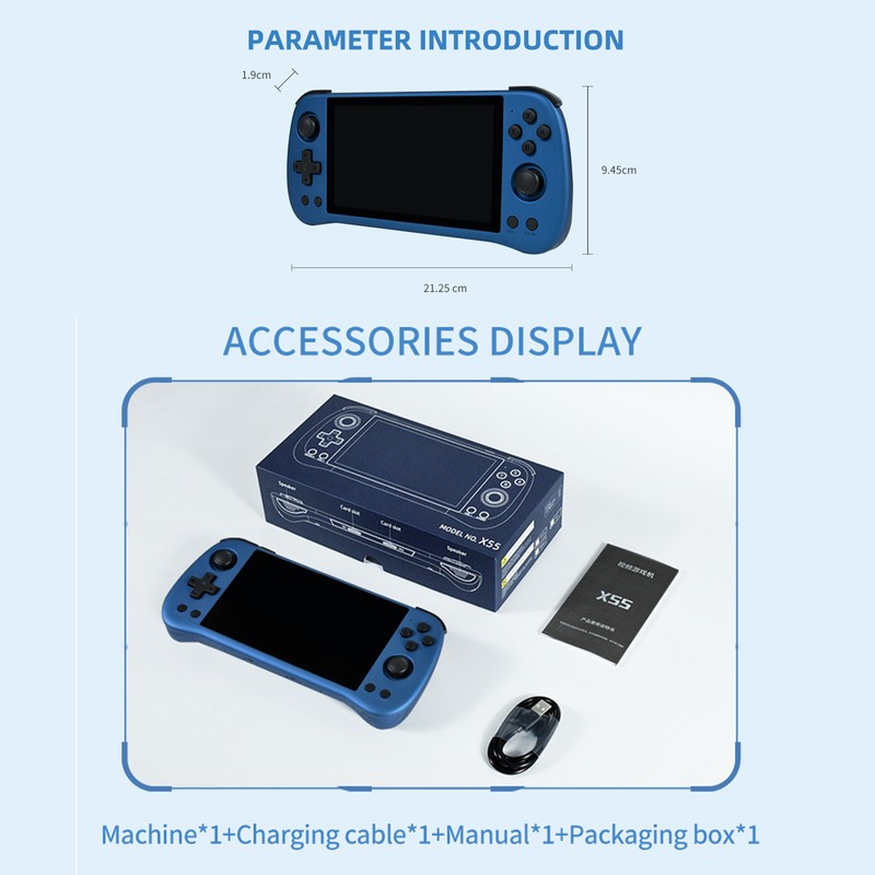 PowKiddy X55 Handheld Game Console Open-Source Portable Game Player 5.5-Inch