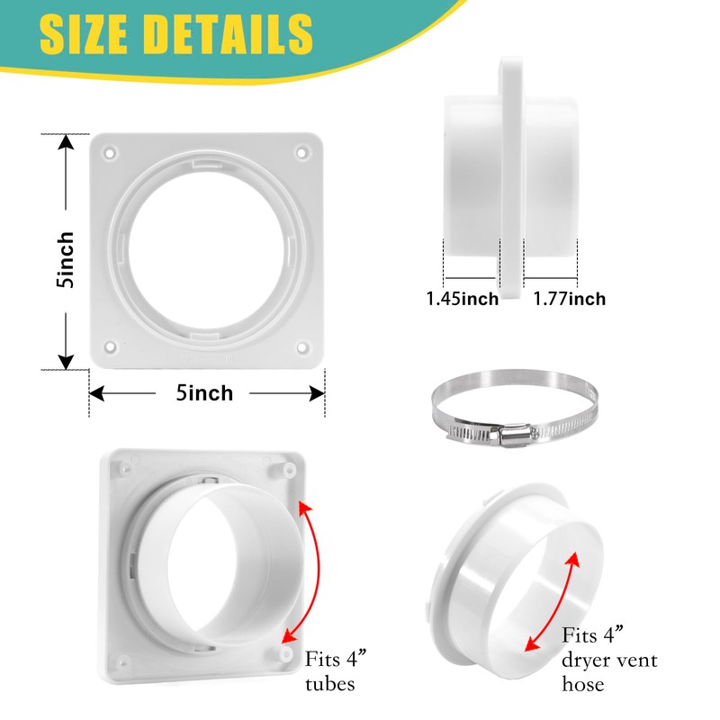 VIWINVELA Dryer Vent Hose Connector Kit - Dryer Vent Wall