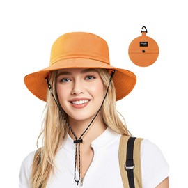 Century Star Waterproof Fishing Hats for Men Women Packable Bucket Hat UV Protection Sun Hat Summer Beach Hiking Hats Orange One Size