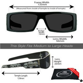 Locs Super Dark Sunglasses Mens Black Wrap Around Lowrider Gangster Cholo Vintage Flat Top