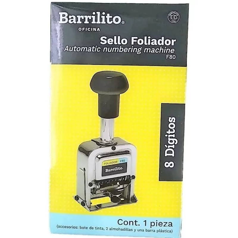 Barrilito Foliador Automático Barrilito De 8 Dígitos Metal F80