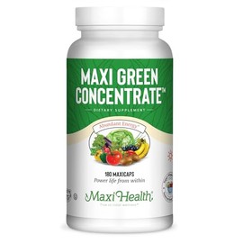 Maxi Health Green Concentrate - Organic Energy Booster - Barley Grass - 180 Capsules - Kosher
