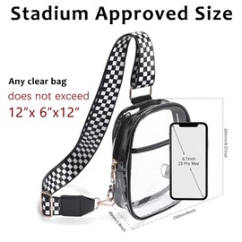 Clear Bag for Stadium Events, Stadium Approved Crossbody Bags for Women Men, Small Concerts Game Day Purse Bag (Black 03)