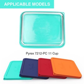 Sophico 11 Cup Rectangle Silicone Storage Cover Lids Replacement for Pyrex 7212-PC Glass Bowls, Container not Included (MINT-NAVY BLUE)