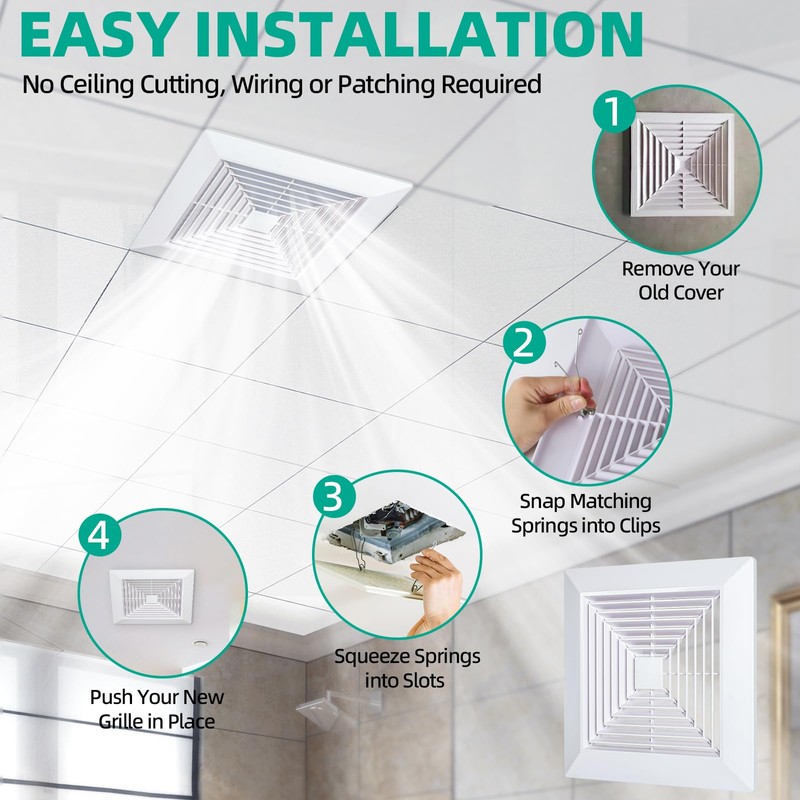 Flowild 2 Pcs 9x9 Bathroom Exhaust Fan Cover with Springs