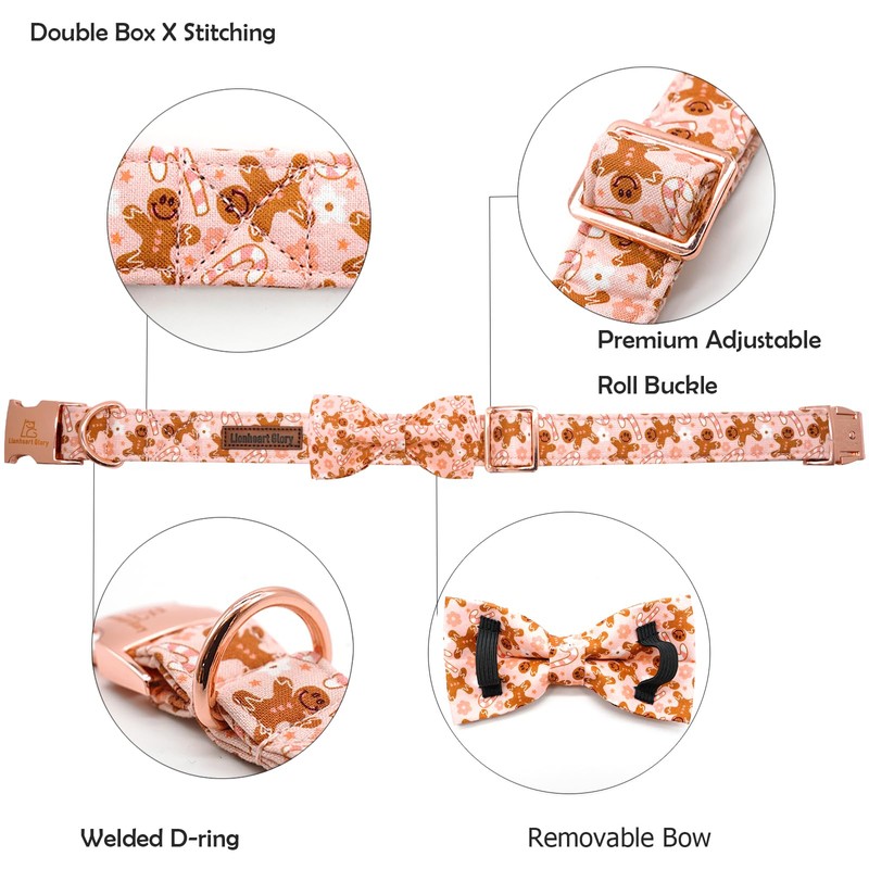 Lionheart glory Christmas Dog Collar, Pink Dog Bow Collar Adjustable