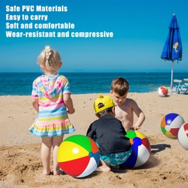 Pijaborg Beach Balls 3 Pack, Rainbow Beach Balls 24 inch for Kids & Adults Summer Pool Beach Hawaiian Themed Parties Reusable Inflatable Beachballs Suitable for All Seasons