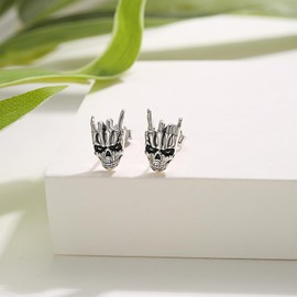 Skull Earrings for Women 925 Sterling Silver Skeleton Hand Stud Earrings Gothic Earrings Skull Jewelry Gifts for Women