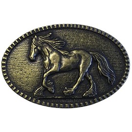 BELTINGER Belt Buckle Horse 4.0 cm Buckle Interchangeable Buckle Belt Buckle Riding Accessories 40 mm Solid for Riding Outfit, Old Brass