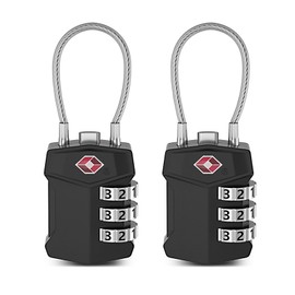 TSA Luggage Locks, 4 Digit Combination Lock Suitcase Padlock, Lock Travel Case, Cable Lock for Suitcase, Lock for Backpack, TSA Lock (Black)