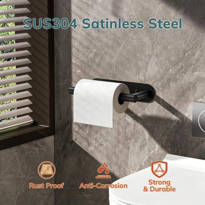 Oudesi Black Toilet Paper Holder Wall Mount for Bathroom, Self