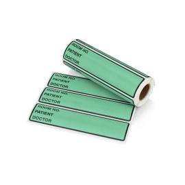 Carstens Patient I.D. Adhesive Medical Chart Labels for 1.5” – 4” Ring Binder Spines – Pre-Printed Sticker Labels (Room No. / Patient/Doctor), 5 3/8” x 1 3/8”, Aqua, Roll of 200