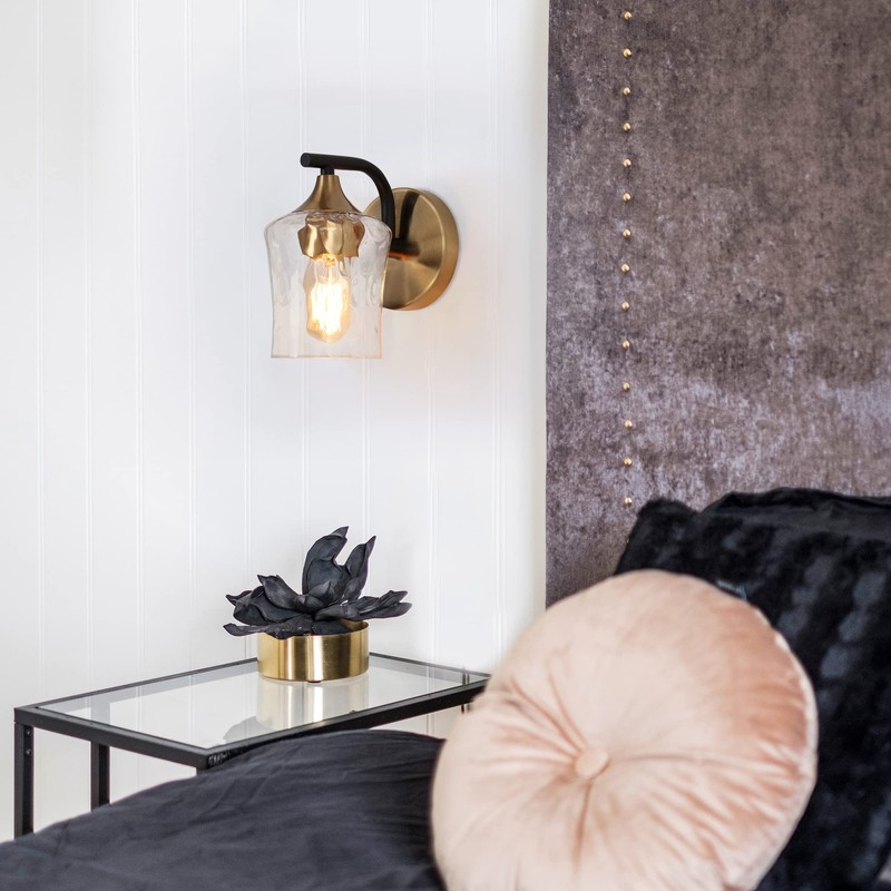 ZEVNI Modern 1-Light Wall Sconces, Black and Gold Sconces Wall