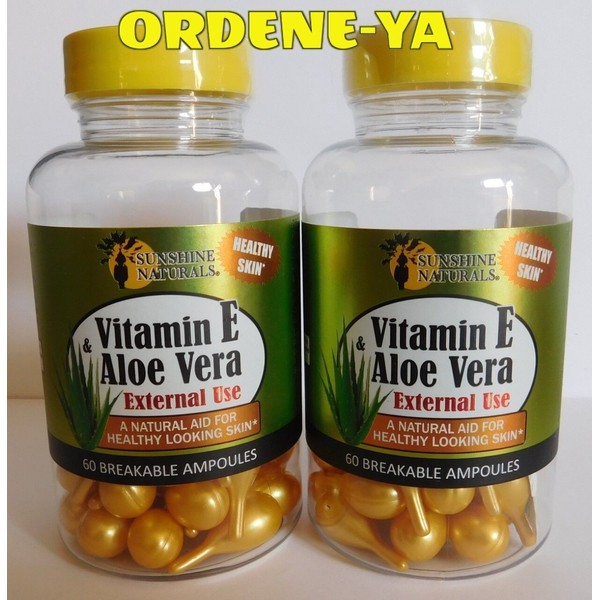 Vitamin E & Aloe Vera 120 Ampules Natural AID for Healthy Looking Skin Care