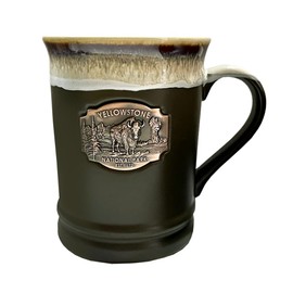 Americaware Yellowstone 3D Medallion 18 oz Reactive Glaze Mug, Brown