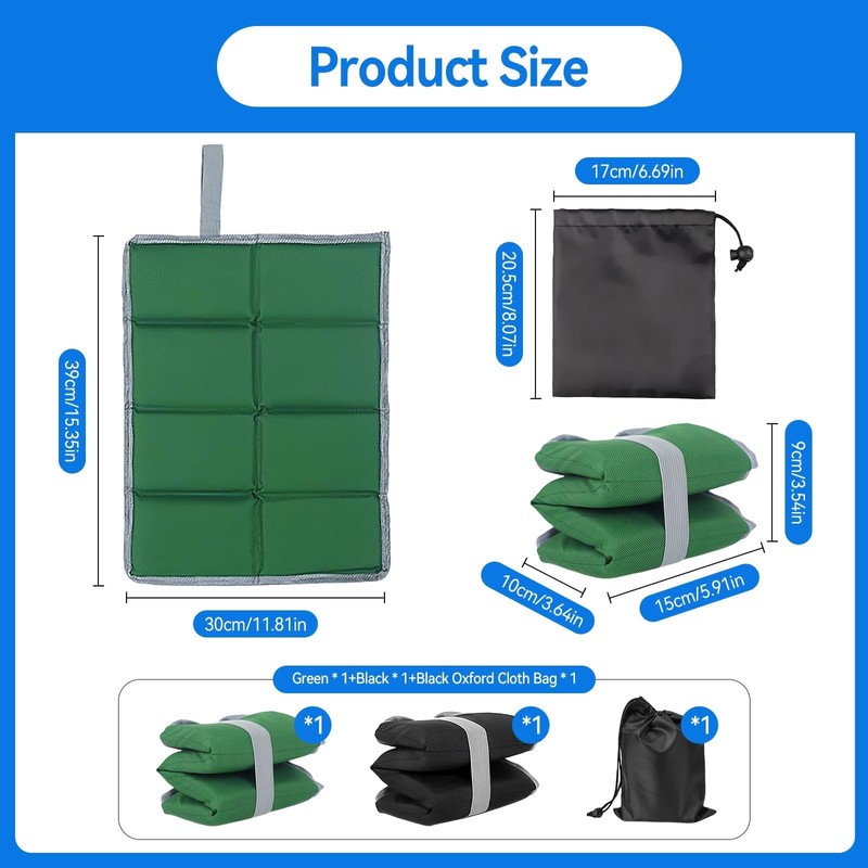 2 Pieces Folding Seat Mat Sit Pad Set with Storage