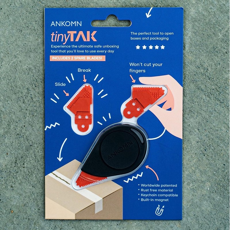 tinyTak Mini Safety Box Cutter : Dependable Magnetic Box Opener
