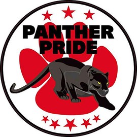 StickerTalk Paw Print with Panther Mascot Vinyl Sticker, 5 inches by 5 inches