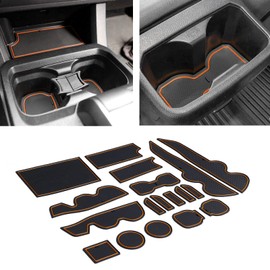 JDMCAR Compatible with Toyota Tacoma Accessories 2016-2023 Premium Cup Holder, Console, and Door Pocket Inserts Kit (Double Cab,Orange Trim)