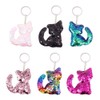 TOYANDONA Sequin Cat Key Ring, 6 Pieces, Sequin Key Ring,